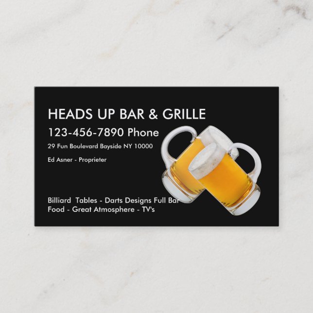 Bar And Pub Business Cards (Front)