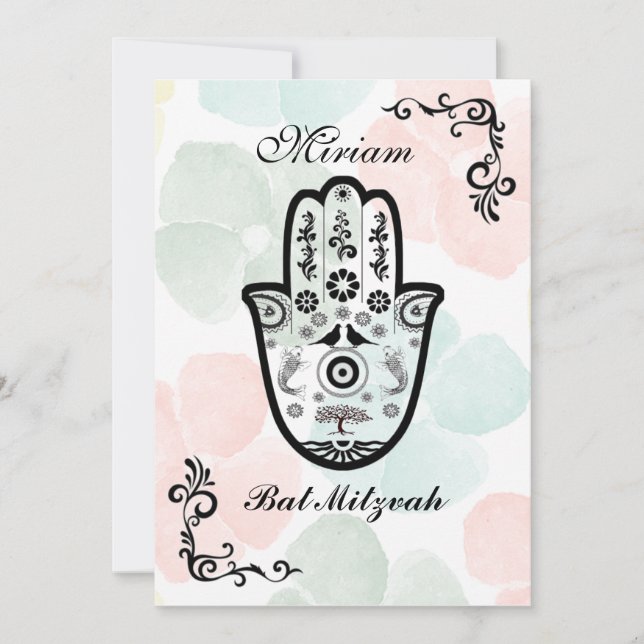 Bar Bat Bnai Hamsa Tree of Life Mitzvah Invitation (Front)