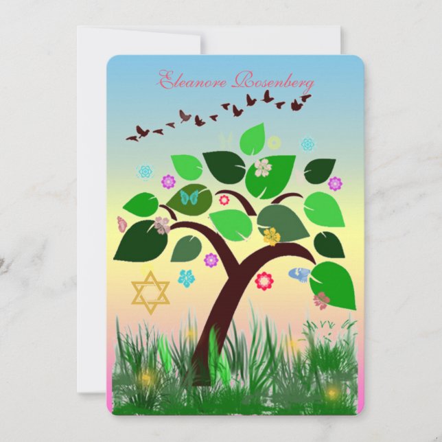 Bar Bat Bnai Tree of Life Mitzvah Invitation (Front)