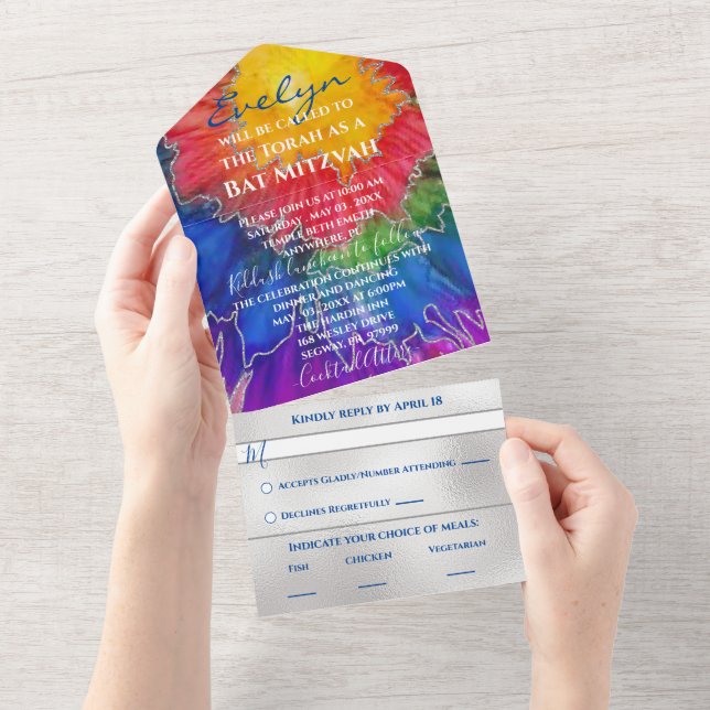Bar Bat Mitzvah All in One Invitation Color Inks (Tearaway)
