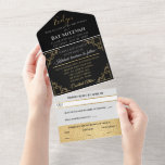 Bar Bat Mitzvah Art Deco  All In One Invitation<br><div class="desc">Bar Mitzvah or Bat Mitzvah All-in-One Invitation. Elegant Art Deco. All design elements can be edited. All text can be changed out. Choose your favorite font style, color and size to create your own text. Background colors can be changed out. Thanks for stopping by! Mazel Tov! Style: All in One...</div>
