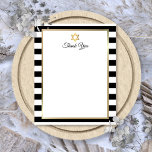 Bar Bat Mitzvah Black White Stripe Thank You Note<br><div class="desc">With a classic black-and-white striped background,  this elegant Bar or Bat Mitzvah note paper features a faux gold-foil border framing your thank-you message. Designed by Thisisnotme©</div>
