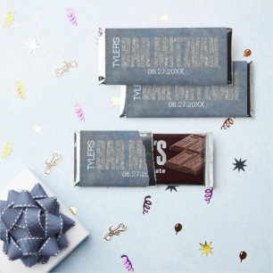 Bar Bat Mitzvah Blue Silver Chocolate Bar Labels