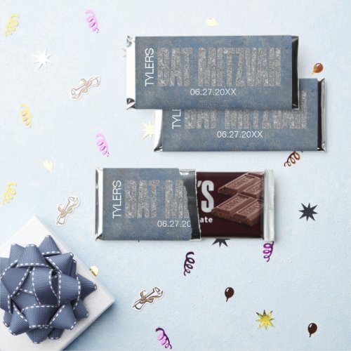 Bar Bat Mitzvah Blue Silver Chocolate Favor Labels