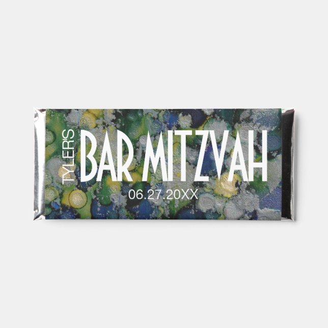 Bar Bat Mitzvah Colorful Inks Candy Bar Labels (Front)