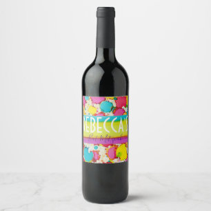 Bar Bat Mitzvah Confetti Wine Bottle Label
