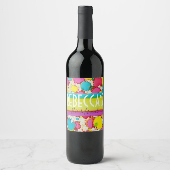 Bar Bat Mitzvah Confetti Wine Bottle Label (Front)