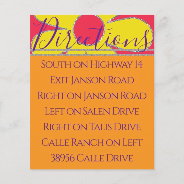 Bar Bat Mitzvah Enclosure/Direction Card Flowers 2 (Front)