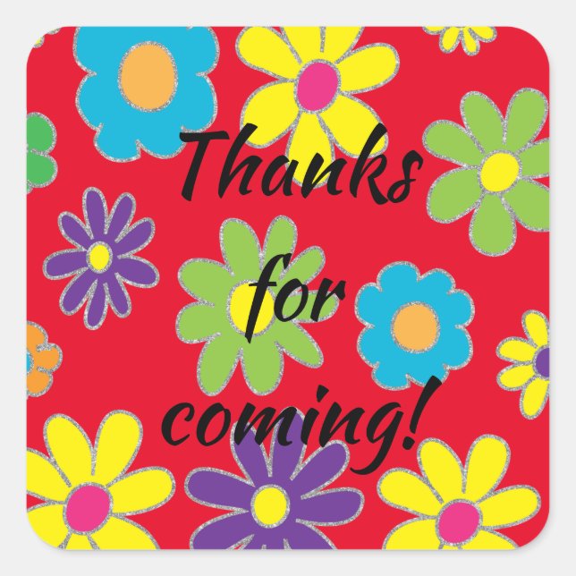 Bar Bat Mitzvah Flowered Square Sticker (Front)