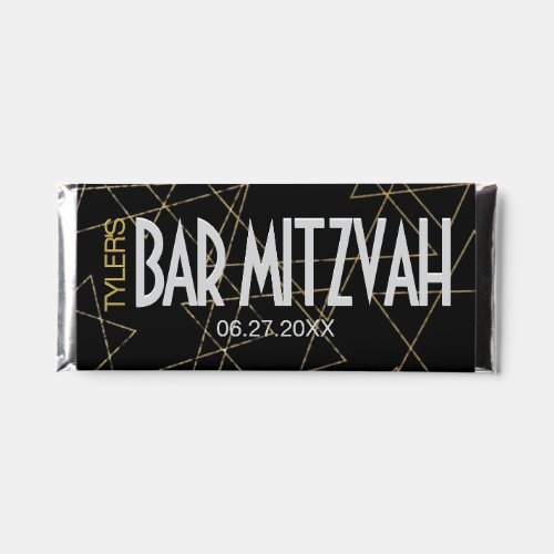 Bar Bat Mitzvah Gold Stars Candy Bar Labels