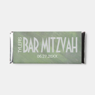 Bar Bat Mitzvah Green Silver Inks Candy Bar Labels
