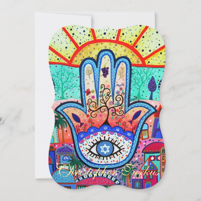 Bar Bat Mitzvah Hamsa Invitation (Front)