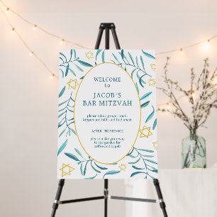 Bar Bat Mitzvah Jewish Wedding Botanicals Custom Foam Board