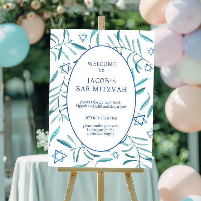 Bar Bat Mitzvah Jewish Wedding Botanicals Custom Foam Board (Bar Bat Mitzvah Jewish Wedding Botanicals Custom Foam Board Sign
)