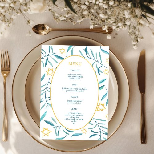 Bar Bat Mitzvah Jewish Wedding Botanicals Custom Menu