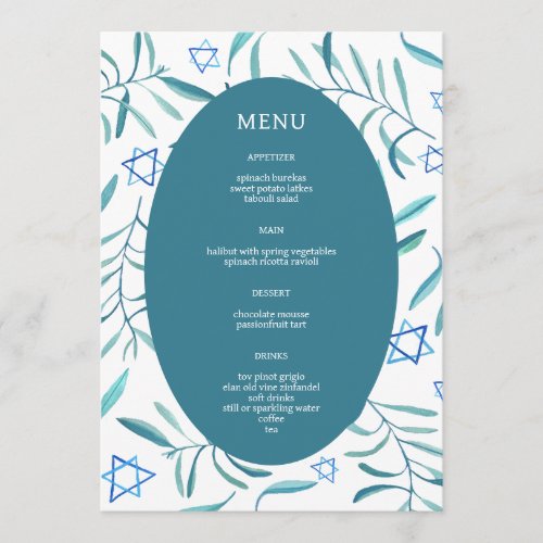 Bar Bat Mitzvah Jewish Wedding Botanicals Custom Menu