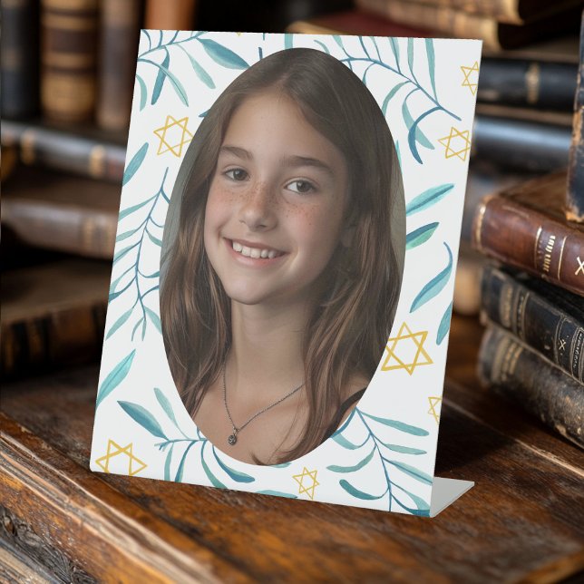 Bar Bat Mitzvah Jewish Wedding Botanicals Custom Pedestal Sign (Bar Bat Mitzvah Jewish Wedding Botanicals Custom Pedestal Sign
)