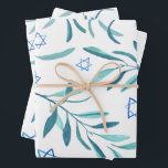 Bar Bat Mitzvah Jewish Wedding Hanukkah Custom Wrapping Paper Sheets<br><div class="desc">Perfect wrapping paper for a bat mitzvah, bar mitzvah, jewish wedding, jewish holidays or other Jewish celebration! Hand made watercolor art for you! FULLY CUSTOMIZABLE! Click "edit using design tool" to add text, adjust colors and placements. THANK YOU FOR SUPPORTING INDEPENDENT ARTISTS! All artwork and designs are created by me....</div>