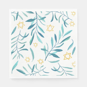 Bar Bat Mitzvah Jewish Wedding Hanukkah Watercolor Napkins