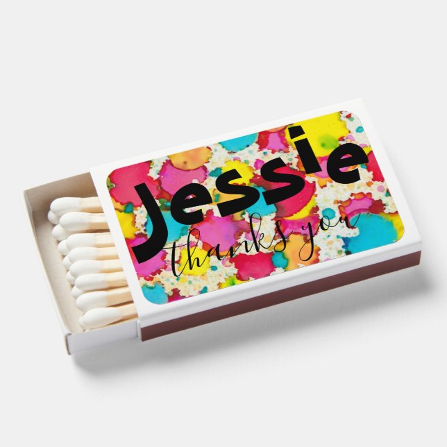 Bar Bat Mitzvah Matchbook Colorful Confetti Matchboxes (Front Open)
