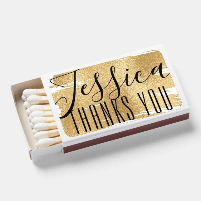 Bar Bat Mitzvah Matchbook Elegant Black and Gold Matchboxes (Front Open)