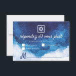 Bar Bat Mitzvah Modern Blue Watercolor RSVP Card<br><div class="desc">Composed of playful script and serif typography; All against a backdrop of blue watercolor background. 
 
 This is designed by Select Party Supplies,  exclusive for Zazzle.
 
 Available here:
 http://www.zazzle.com/store/selectpartysupplies</div>