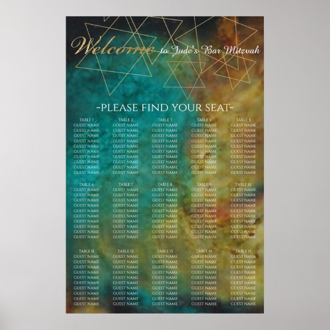 Bar & Bat Mitzvah Out of this World Seating Chart (Front)