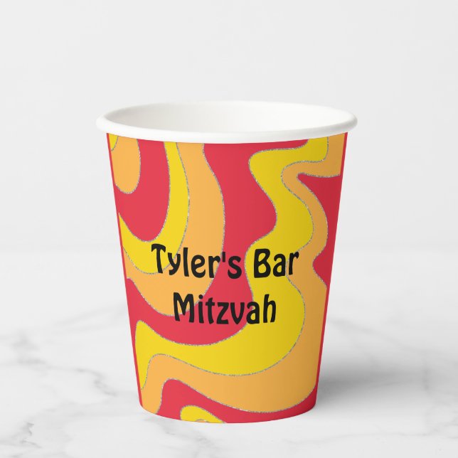 Bar Bat Mitzvah Paper Cup Hippie Waves (Front)