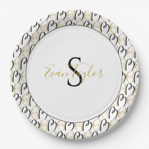 Bar Bat Mitzvah Paper Plate Elegant Gold and Black