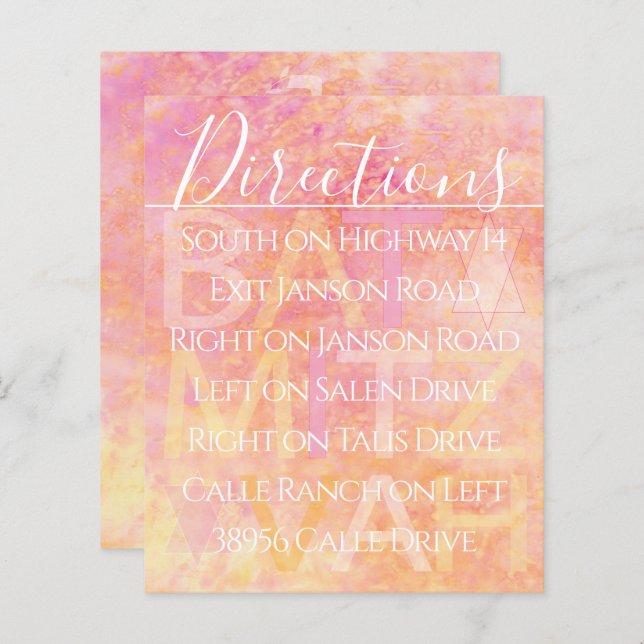 Bar Bat Mitzvah Simply Subtle Direction Card (Front/Back)