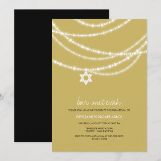 Bar / Bat Mitzvah Sparkles Star Of David Invite