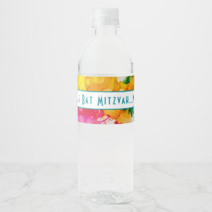 Bar Bat Mitzvah Splash of Color Water Bottle Label