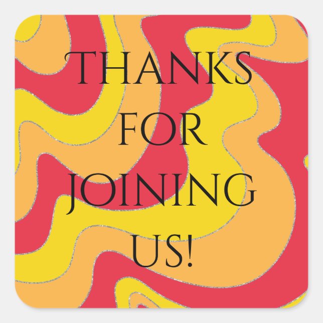 Bar Bat Mitzvah Stickers Square Glittery Waves (Front)