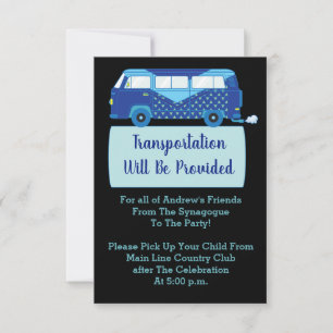 Bar Bat Mitzvah Transportation Mini Bus Card