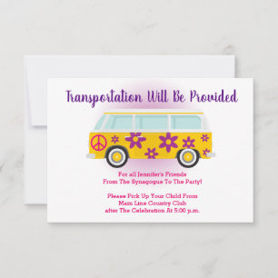 Bar Bat Mitzvah Transportation Mini Bus Card
