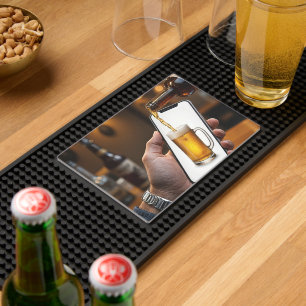 Bar Beer Bottle Pouring Beer Bar Mat