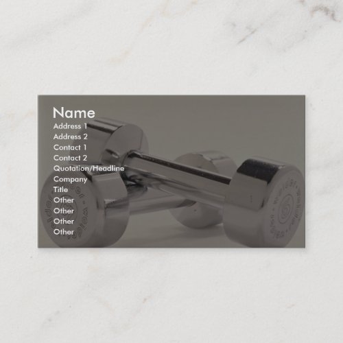 Bar bells for fitness workout business card template