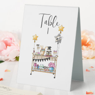 Bar Cart Graduation Script Table Tent