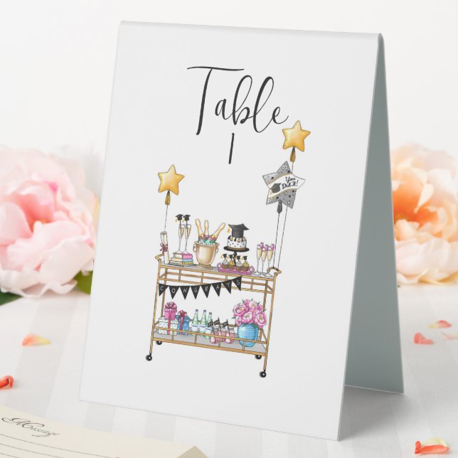 Bar Cart Graduation Script Table Tent (In SItu (Wedding))