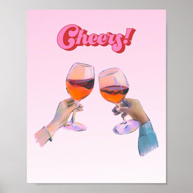 Bar Cart Print, Cheers Print, Bar Cart Decor, Poster (Front)