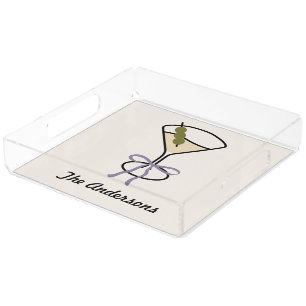 Bar Cart Tray Retro Martini Glass Decor