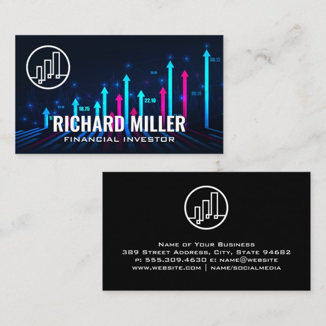 Bar Chart Logo | Stocks Business Card (Front/Back)