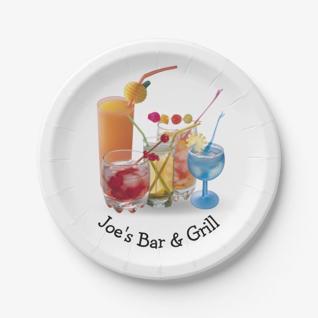 Bar Cocktails Collection  Paper Plates (Front)
