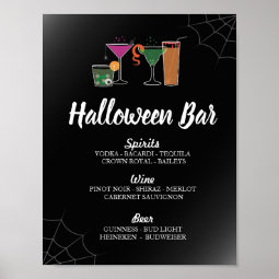 Bar Cocktails Gothic Halloween Sign Party Drinks | Zazzle