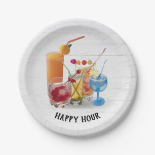 Bar Cocktails On Wood Paper Plates