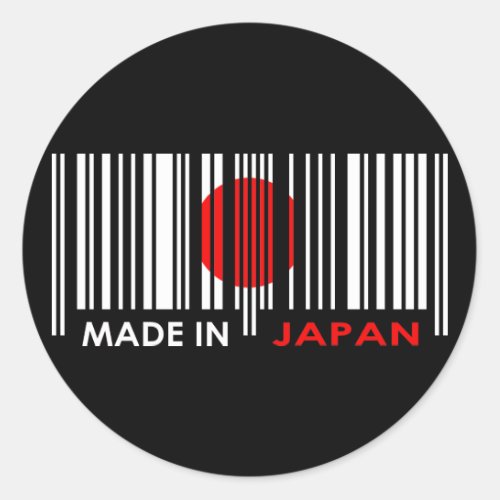 Bar Code Flag Colors JAPAN Dark Design Classic Round Sticker