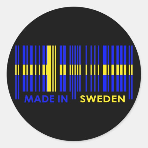 Bar Code Flag Colors SWEDEN Design Classic Round Sticker
