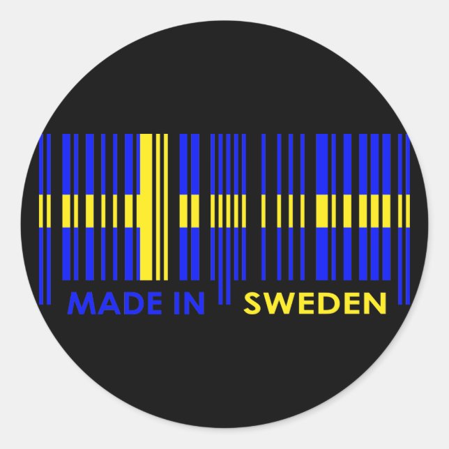 Bar Code Flag Colors SWEDEN Design Classic Round Sticker (Front)