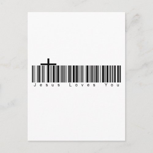 Bar Code Jesus Loves You Postcard