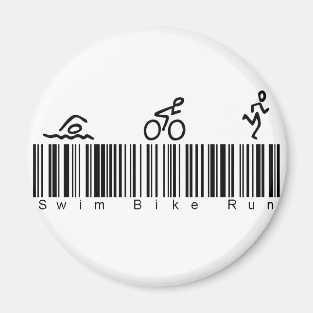Bar Code Swim Bike Run Magnet (Front)